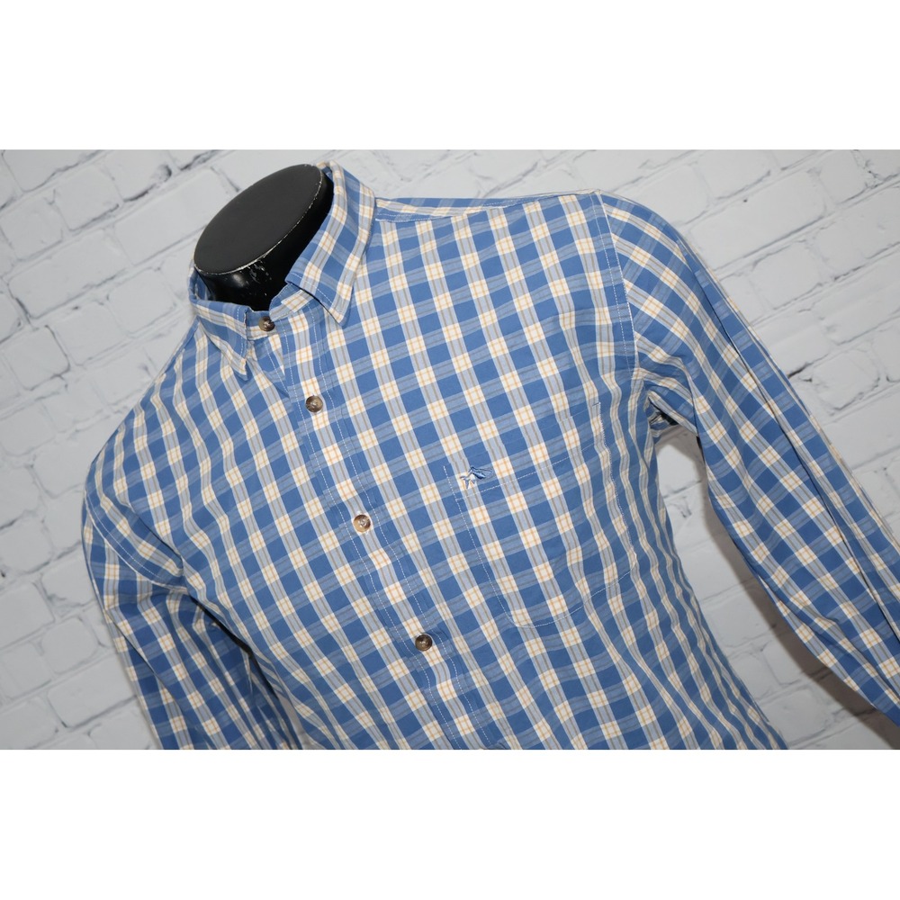 Fish Hippie Co Button Down Dress Shirt Mens Large Blue Plaid Solace Collection